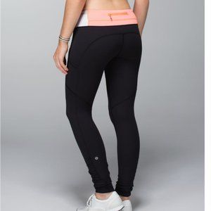 Lululemon Athletica Speed Tight black and coral full length size 4